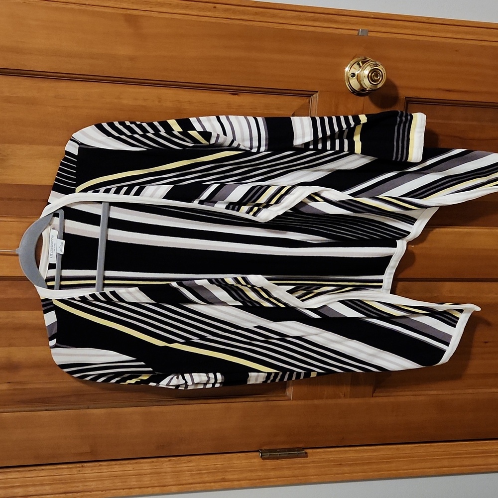 Liz Claiborne Cardigan Black/Whit/Yellow Size PM